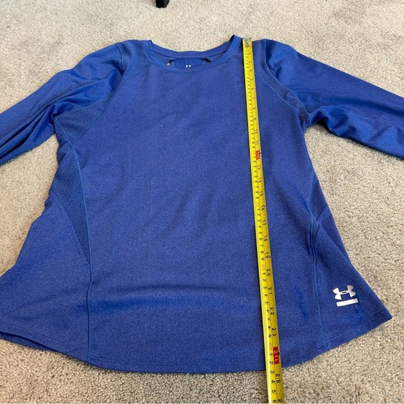Under Armour Heathered blue long sleeve mesh cut-out back T-shirt Sz M - Picture 10 of 14